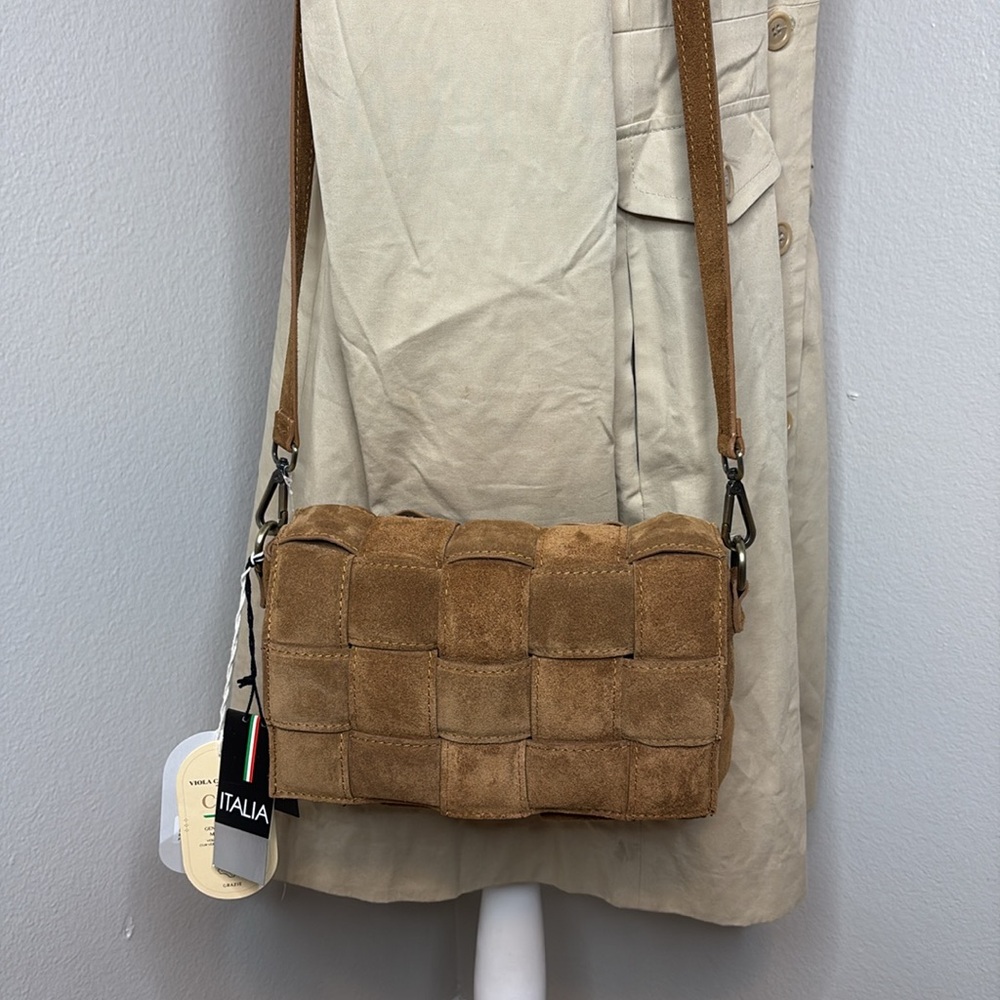 New Viola Castellani padded  crossbody shoulder bag leather made in Italy - Picture 7 of 7